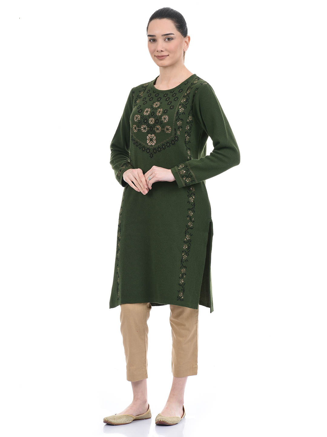 American Eye Women Casual Wear Green Kurta